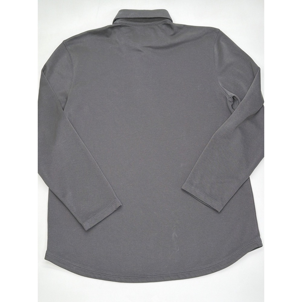 BYLT Premium Basics Mens Long‎ Sleeve Pique Polo Shirt Gray Curved Hem Size M